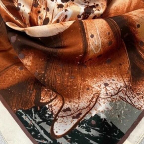 Gray Copper Paint Splatter Wild Rag Scarf Western Southwestern - Picture 2 of 2